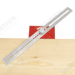 350mm Multifunctional Angle Drawing Ruler with Imperial and Metric Scale Hole Positioning Ruler Woodworking Scriber