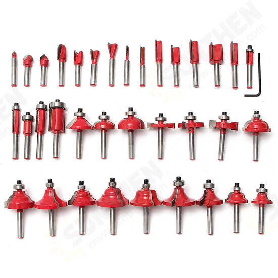 35Pcs 1/4 Inch Shank Tungsten Carbide Tip Router Bit Set Wood Working Tool