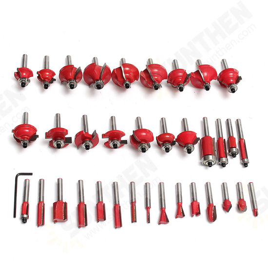 35Pcs 1/4 Inch Shank Tungsten Carbide Tip Router Bit Set Wood Working Tool