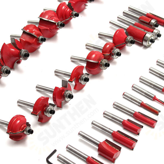 35Pcs 1/4 Inch Shank Tungsten Carbide Tip Router Bit Set Wood Working Tool 35Pcs 1/4 Inch Shank Tungsten Carbide Tip Router Bit Set Wood Working Tool