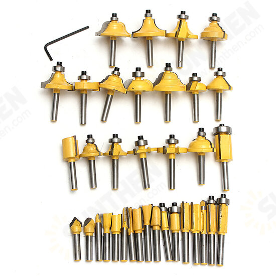 35pcs 1/4 Inch Router Bit Set Tungsten Carbide Woodworking Cutter Rotary Tool