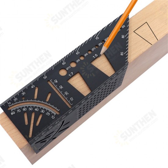 3D Aluminum Alloy Multifunctional Angle Ruler Accurate Woodworking Square Angle Ruler For Measuring Positioning Carpenter Tool