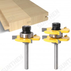3Pcs 6mm 1/4 Shank Tongue & Grooving Joint Router Bit 45 Degree Lock Miter Router Set Stock Wood Cutting