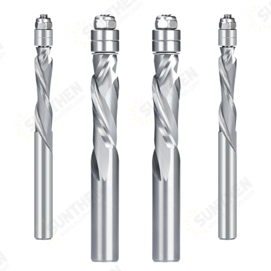 6.35/12.7mm Shank Double Guide Bearings Spiral Router Bits Carbide Trimming End Mill for CNC Woodworking Cutting Tool 6.35/12.7mm Shank Double Guide Bearings Spiral Router Bits Carbide Trimming End Mill for CNC Woodworking Cutting Tool