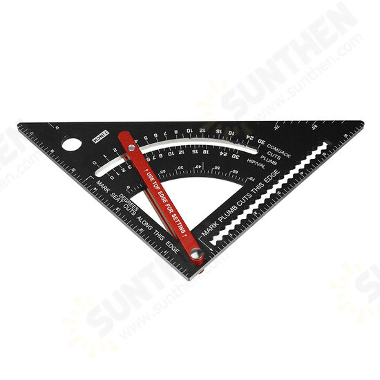 7 Inch Adjustable Extendable Multifunctional Triangle Ruler Carpenter Square with Base Precision Ruler Measurement Woodworking Tools