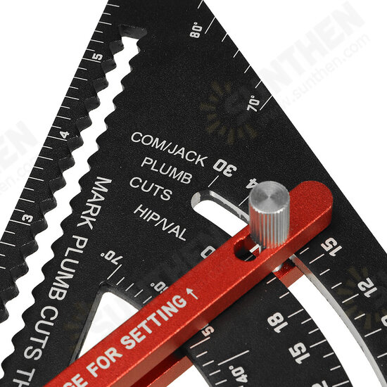 7 Inch Adjustable Extendable Multifunctional Triangle Ruler Carpenter Square with Base Precision Ruler Measurement Woodworking Tools