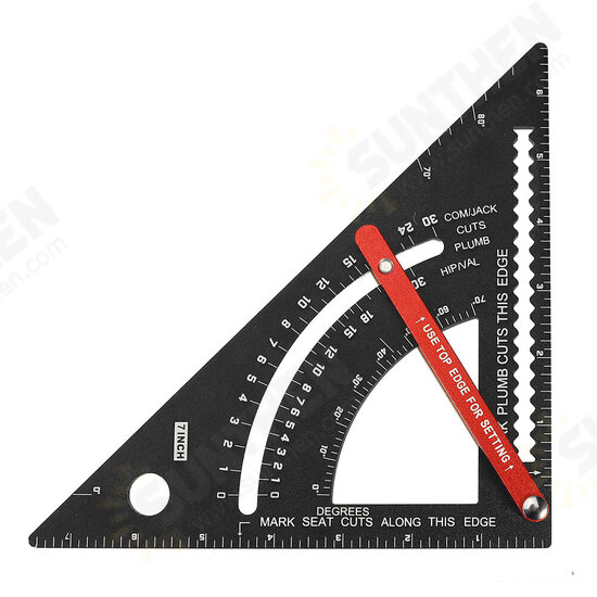 7 Inch Adjustable Extendable Multifunctional Triangle Ruler Carpenter Square with Base Precision Ruler Measurement Woodworking Tools