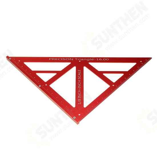 90/45 Degree Aluminum Alloy Multi-function Woodworking Triangle Ruler Inch Precision Triangle Ruler