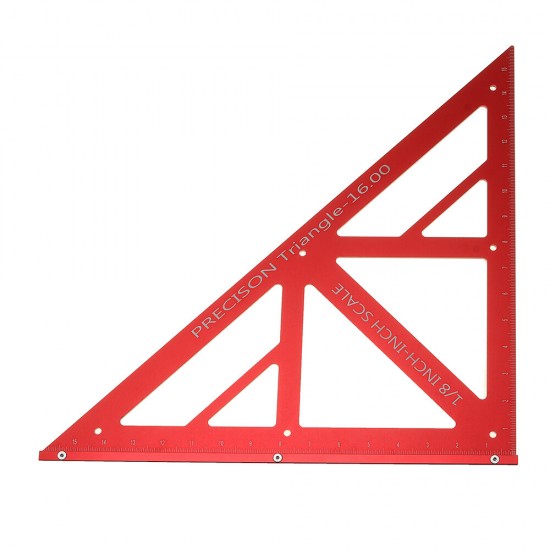 90/45 Degree Aluminum Alloy Multi-function Woodworking Triangle Ruler Inch Precision Triangle Ruler