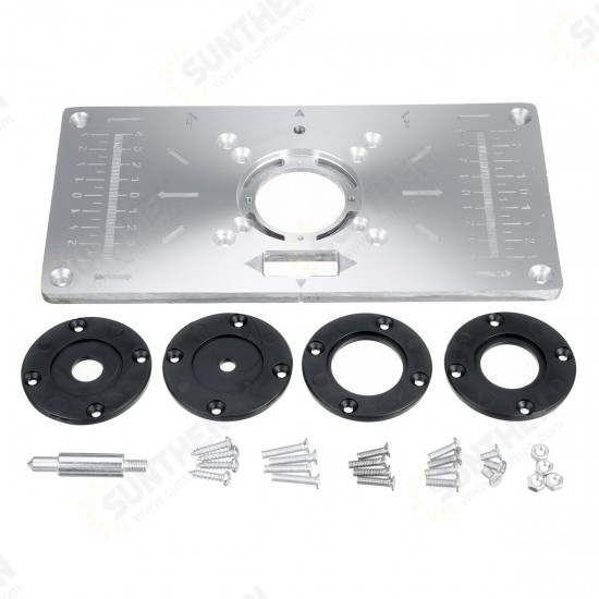 Aluminium Alloy Router Table Insert Plate with 4 Rings Screws for Woodworking Benches Aluminium Alloy Router Table Insert Plate with 4 Rings Screws for Woodworking Benches