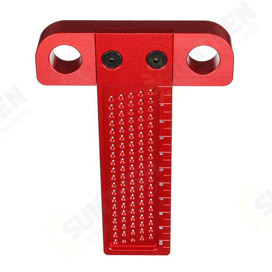 Aluminium Alloy T-100 Hole Positioning Metric Measuring Ruler 100mm Woodworking T-Squares Marking Ruler For Carpenter Aluminium Alloy T-100 Hole Positioning Metric Measuring Ruler 100mm Woodworking T-Squares Marking Ruler For Carpenter