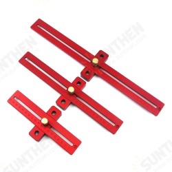 Aluminum Alloy 170/270/370mm Scale Measure Scribing Ruler Woodworking T-type Hole Ruler Marking Tool