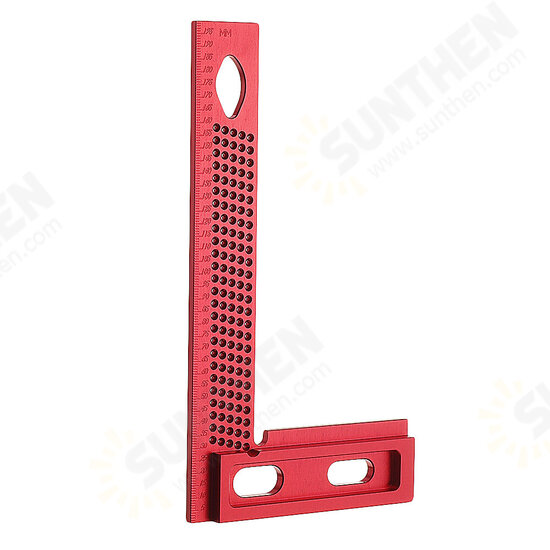 Aluminum Alloy 200mm Woodworking Square Hole Positioning Metric Measuring Ruler Carpenter Scriber