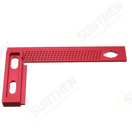 Aluminum Alloy 200mm Woodworking Square Hole Positioning Metric Measuring Ruler Carpenter Scriber