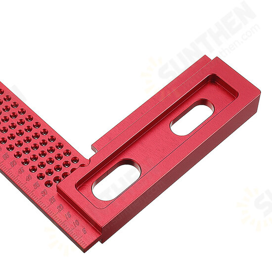 Aluminum Alloy 200mm Woodworking Square Hole Positioning Metric Measuring Ruler Carpenter Scriber