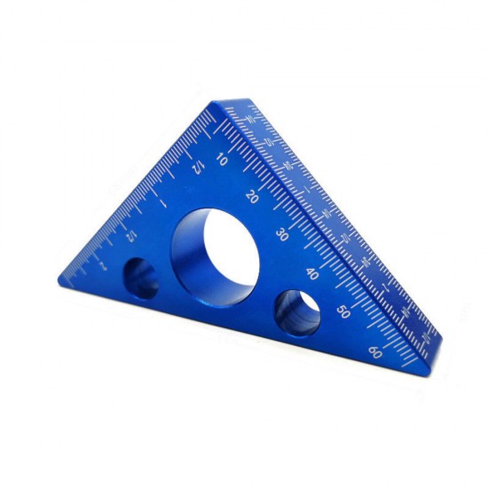 Aluminum Alloy 45 Degree Angle Ruler Inch Metric Triangle Ruler Carpenter Workshop Woodworking Square Measuring Tools