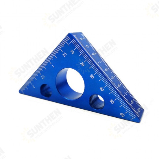 Aluminum Alloy 45 Degree Angle Ruler Inch Metric Triangle Ruler Carpenter Workshop Woodworking Square Measuring Tools