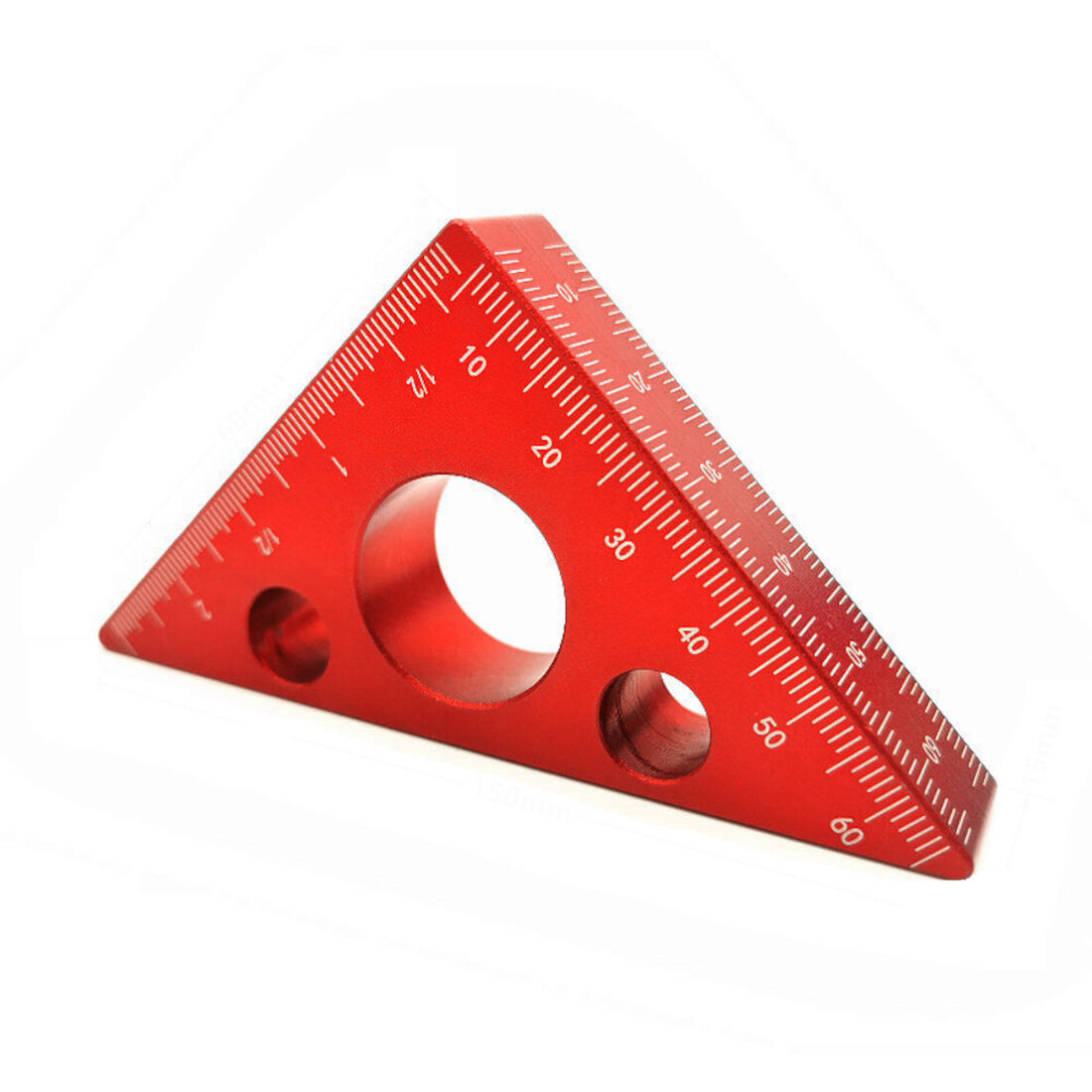 45 Meters Ruler Aluminum Alloy 45 Degree Angle Ruler Inch Metric Triangle Ruler ...