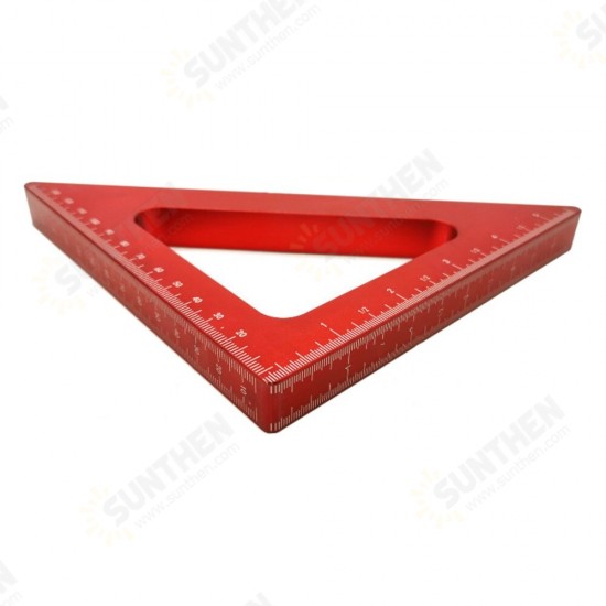 Aluminum Alloy 45 Degree Angle Ruler Inch Metric Triangle Ruler Carpenter Workshop Woodworking Square Measuring Tools