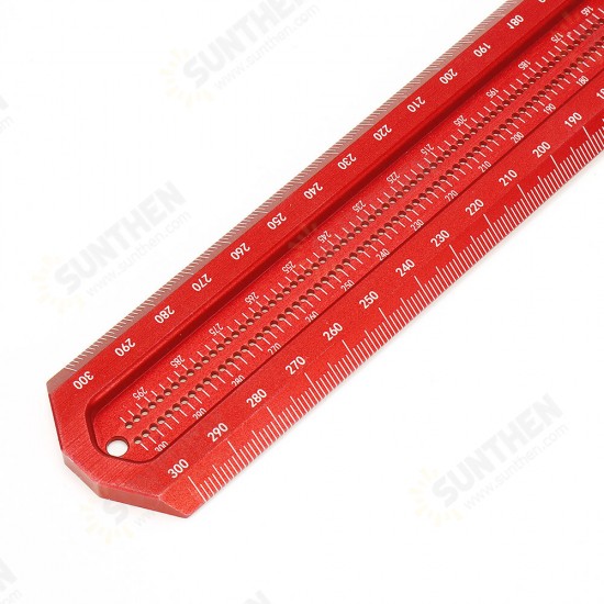 Aluminum Alloy Precision Marking Ruler Woodworking Multifunctional Scale Ruler Hole Ruler Woodworking Ruler Measuring Tools