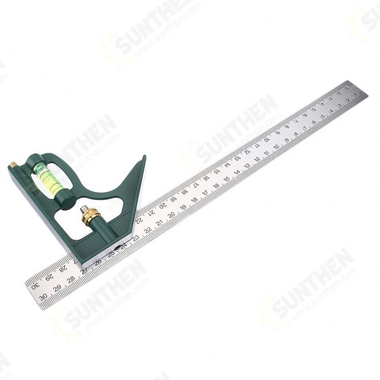 12 Inch 300mm Adjustable Combination Square Angle Ruler 45/90 Degree With Bubble Level