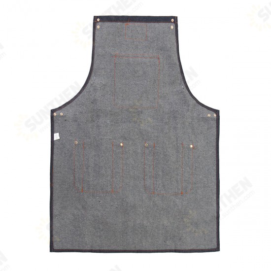Denim Bib Apron Leather Strap Barista Baker Work Uniform Bartender BBQ Chef Cook Woodworking Apron Denim Bib Apron Leather Strap Barista Baker Work Uniform Bartender BBQ Chef Cook Woodworking Apron