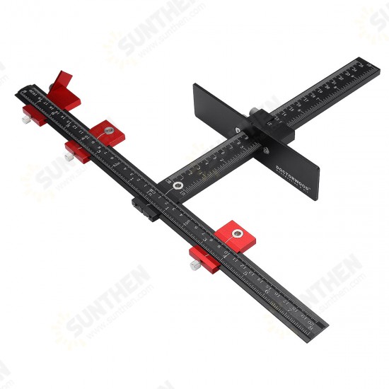 DocotorWood Aluminum Alloy Cabinet Hardware Jig Fixture 4MM+5MM Punching Locator Woodworking Drill Positioning Guide T-ruler DocotorWood Aluminum Alloy Cabinet Hardware Jig Fixture 4MM+5MM Punching Locator Woodworking Drill Positioning Guide T-ruler