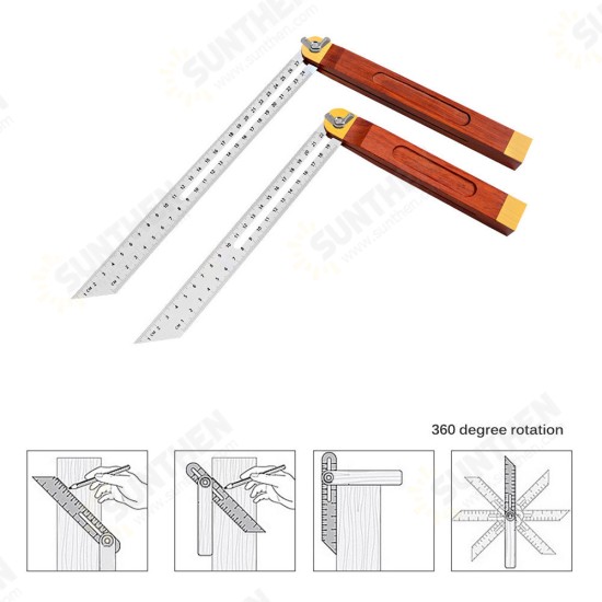 0-22/0-27cm Sliding Angle Ruler T Bevel Hardwood Handle Rotatable Engineer Ruler for Woodworking