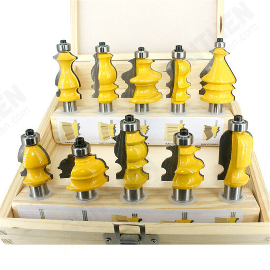 10 Piece 1/2 Inch Shank Architectural Molding Router Bit Set Door Picture Frame Bits with Wood Case Trimming Milling Cutter For Cutter Power Tools 10 Piece 1/2 Inch Shank Architectural Molding Router Bit Set Door Picture Frame Bits with Wood Case Trimming Milling Cutter For Cutter Power Tools