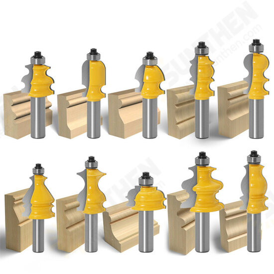 10 Piece 1/2 Inch Shank Architectural Molding Router Bit Set Door Picture Frame Bits with Wood Case Trimming Milling Cutter For Cutter Power Tools 10 Piece 1/2 Inch Shank Architectural Molding Router Bit Set Door Picture Frame Bits with Wood Case Trimming Milling Cutter For Cutter Power Tools