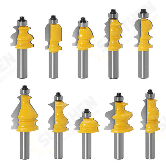 10 Piece 1/2 Inch Shank Architectural Molding Router Bit Set Door Picture Frame Bits with Wood Case Trimming Milling Cutter For Cutter Power Tools 10 Piece 1/2 Inch Shank Architectural Molding Router Bit Set Door Picture Frame Bits with Wood Case Trimming Milling Cutter For Cutter Power Tools