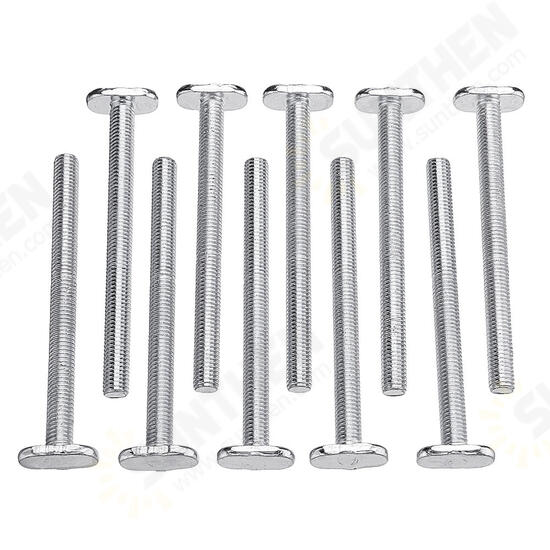 10pcs M8x100mm T-Nut Sliding Screws For 30 Series Miter Track T-Slot Woodworking Tool