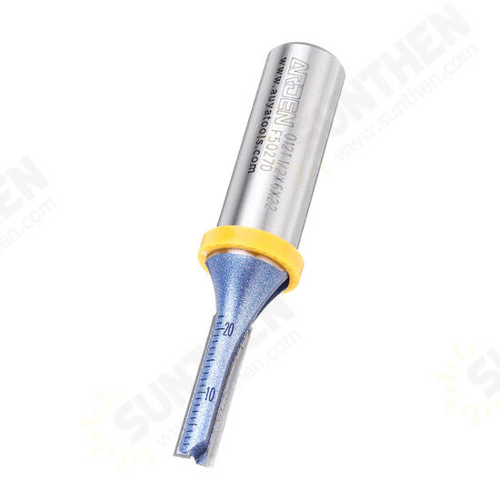 1/2 Inch Shank 2 Flutes Straight Router Bit Cutter Blue Coated Carbide Woodworking Tool