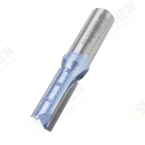 1/2 Inch Shank 2 Flutes Straight Router Bit Cutter Blue Coated Carbide Woodworking Tool