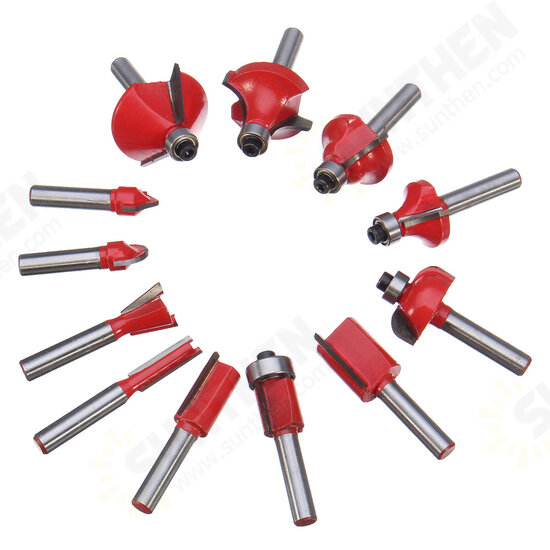 12pcs 1/4 Inch Shank Router Bit Set Carbide Rotary Wood Cutter Milling Cutter Woodworking Trimming Engraving Carving Cutting Tools 12pcs 1/4 Inch Shank Router Bit Set Carbide Rotary Wood Cutter Milling Cutter Woodworking Trimming Engraving Carving Cutting Tools