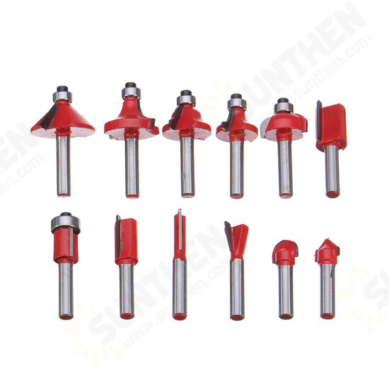 12pcs 1/4 Inch Shank Router Bit Set Carbide Rotary Wood Cutter Milling Cutter Woodworking Trimming Engraving Carving Cutting Tools 12pcs 1/4 Inch Shank Router Bit Set Carbide Rotary Wood Cutter Milling Cutter Woodworking Trimming Engraving Carving Cutting Tools