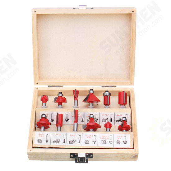 12pcs 1/4 Inch Shank Router Bit Set Carbide Rotary Wood Cutter Milling Cutter Woodworking Trimming Engraving Carving Cutting Tools 12pcs 1/4 Inch Shank Router Bit Set Carbide Rotary Wood Cutter Milling Cutter Woodworking Trimming Engraving Carving Cutting Tools