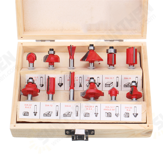 12pcs 1/4 Inch Shank Router Bit Set Carbide Rotary Wood Cutter Milling Cutter Woodworking Trimming Engraving Carving Cutting Tools 12pcs 1/4 Inch Shank Router Bit Set Carbide Rotary Wood Cutter Milling Cutter Woodworking Trimming Engraving Carving Cutting Tools