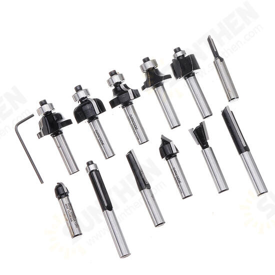 12pcs 8mm Shank Tungsten Carbide Router Bit Set With Wooden Case Woodworking Cutter 12pcs 8mm Shank Tungsten Carbide Router Bit Set With Wooden Case Woodworking Cutter