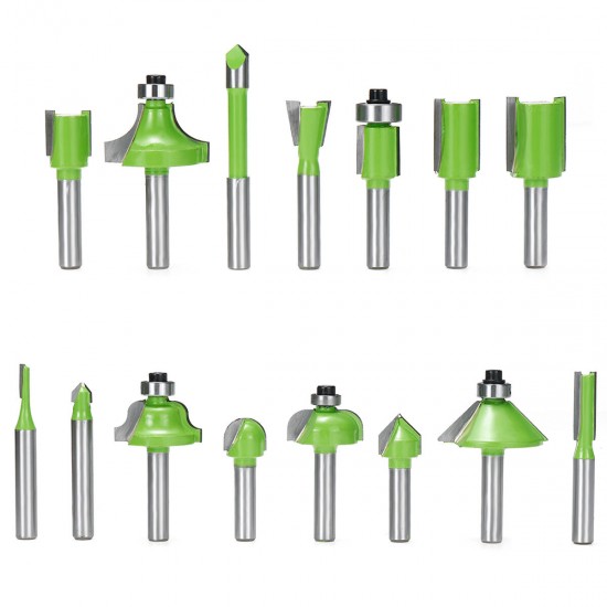 15pcs 1/4 Inch Shank Router Bits Set Carbide Woodworking Tools for Home Improvement and DIY