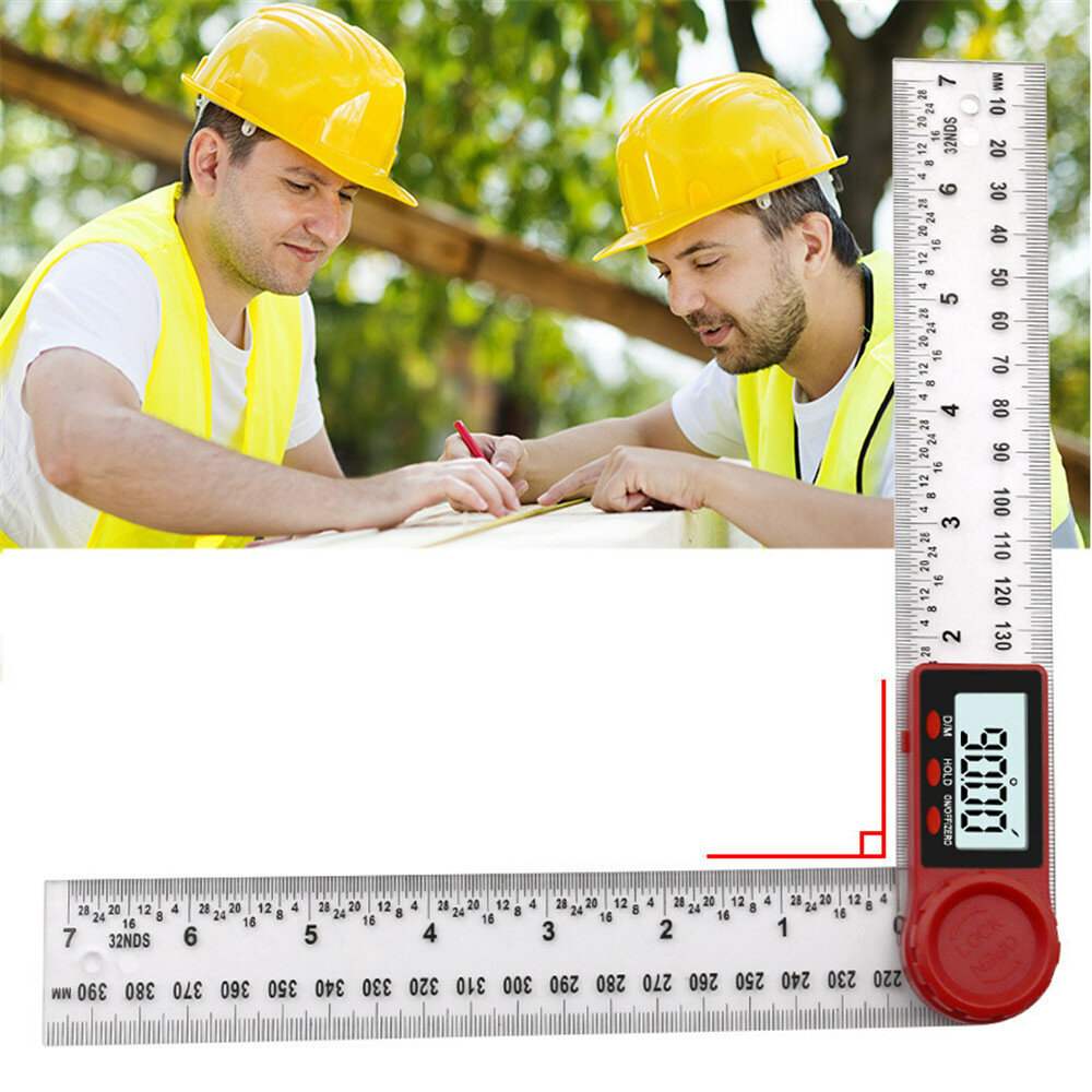 2in1 200/300mm Transparent Digital Angle Ruler 360° LCD Display ...