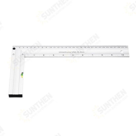 200/250/300mm 90 Degree Angle Ruler Aluminum Seat Woodworking Ruler With Horizontal Tube