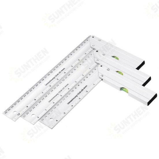 200/250/300mm 90 Degree Angle Ruler Aluminum Seat Woodworking Ruler With Horizontal Tube