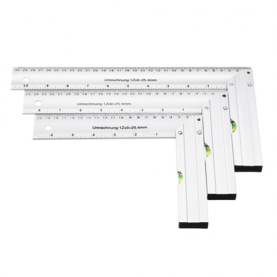 200/250/300mm 90 Degree Angle Ruler Aluminum Seat Woodworking Ruler With Horizontal Tube