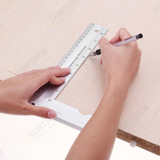 200/250/300mm 90 Degree Angle Ruler Aluminum Seat Woodworking Ruler With Horizontal Tube