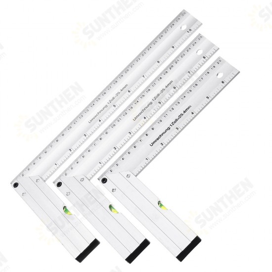 200/250/300mm 90 Degree Angle Ruler Aluminum Seat Woodworking Ruler With Horizontal Tube