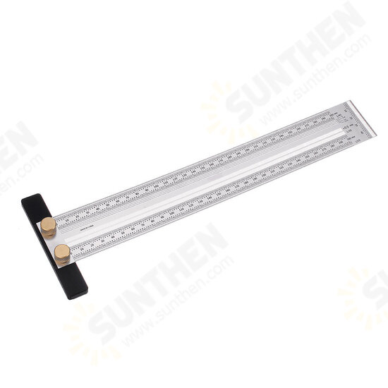 200/300/400mm Stainless Steel Precision Marking T Ruler Hole Positioning Measuring Ruler Woodworking Scriber Scribing Tool