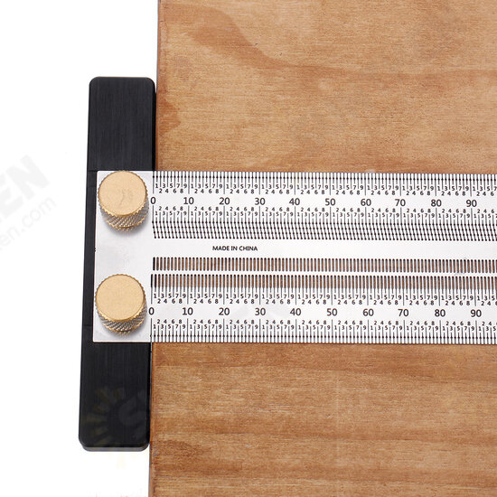 200/300/400mm Stainless Steel Precision Marking T Ruler Hole Positioning Measuring Ruler Woodworking Scriber Scribing Tool