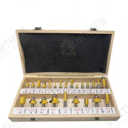 24PCS 8mm Shank DIY Woodworking Router Bits Set Milling Cutter for Wood Flush Straight Chamfer Trimming Engraving Tool