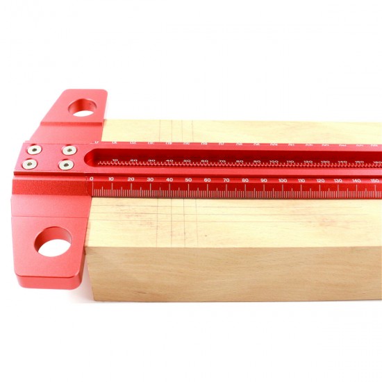 300/400/500/600mm Woodworking Line Scriber T-type Ruler 1mm Hole Crossed Ruler Aluminum Alloy Marking Gauge
